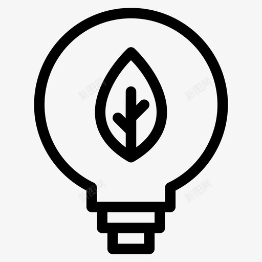 自然能源生态理念图标svg_新图网 https://ixintu.com 树叶 灯泡 理念 生态 生态线 自然能源