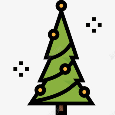 圣诞树派对48线性颜色图标图标
