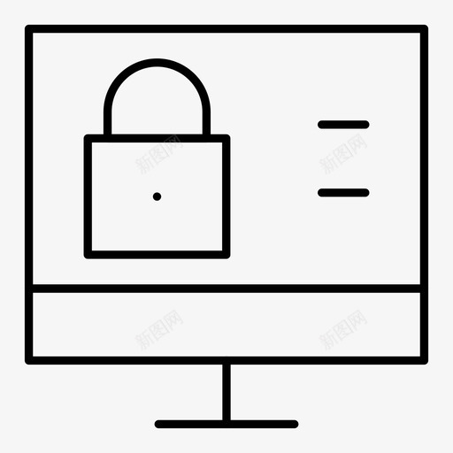 锁lcd监视器图标svg_新图网 https://ixintu.com lcd 专用 屏幕 监视器 网络托管细线图标 锁