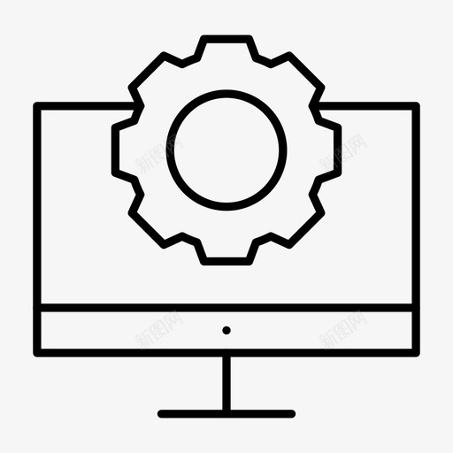 设置配置lcd图标svg_新图网 https://ixintu.com lcd web托管细线图标 屏幕 监视器 设置 配置