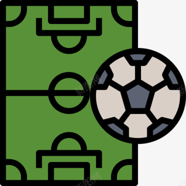 足球场运动装备9线性颜色图标图标