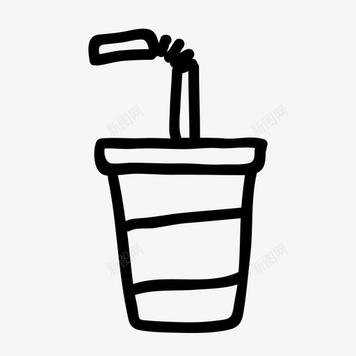 饮料可乐杯子图标svg_新图网 https://ixintu.com 可乐 快餐 手绘食品 杯子 稻草 纸 饮料