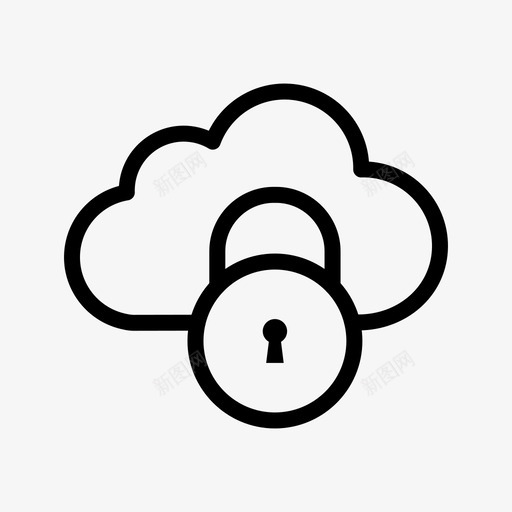 云锁存储天气图标svg_新图网 https://ixintu.com 云锁 天气 存储 线图标