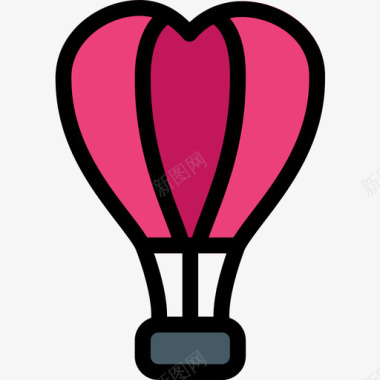 热气球爱情浪漫8线性颜色图标图标
