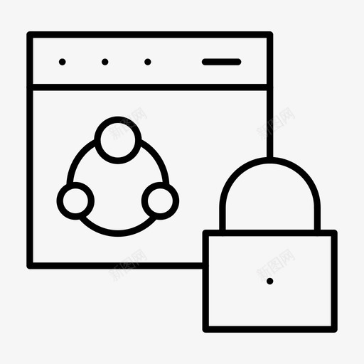 专用浏览器连接图标svg_新图网 https://ixintu.com web托管细线图标 专用 共享 浏览器 连接 锁定