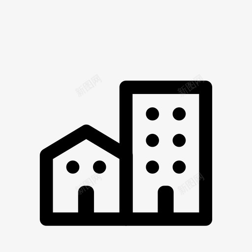 建筑物城市房子图标svg_新图网 https://ixintu.com 城市 建筑物 房子 简单的干净的圆形笔画 街道