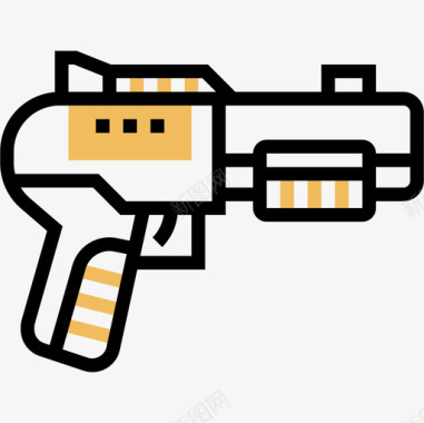 手枪彩弹和bb枪黄色阴影图标图标