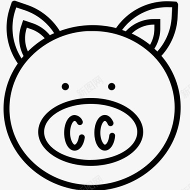 猪年动物年脸图标图标