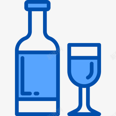 酒精食品和饮料8蓝色图标图标