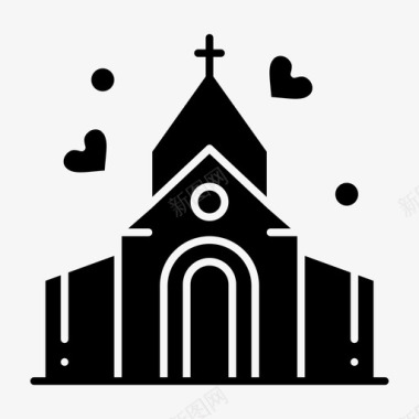 教堂房子爱情图标图标