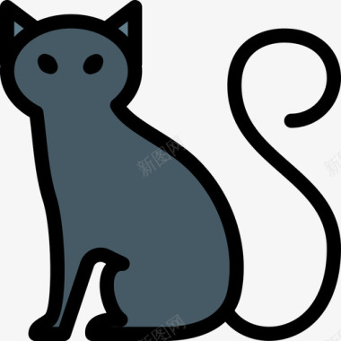 黑猫万圣节120线性颜色图标图标