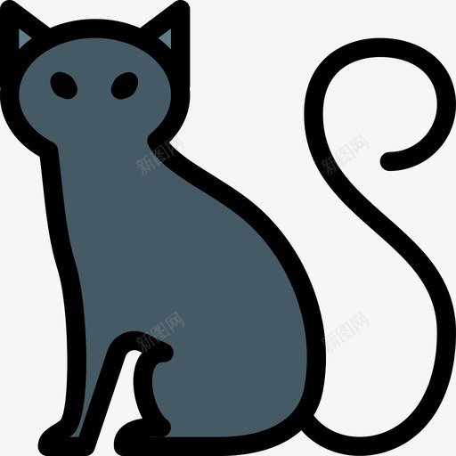 黑猫万圣节120线性颜色图标svg_新图网 https://ixintu.com 万圣节120 线性颜色 黑猫