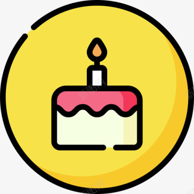 生日蛋糕通知8线性颜色图标图标