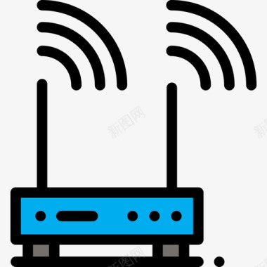 调制解调器技术41线性颜色图标图标