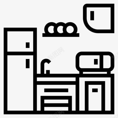 厨房橱柜食品和餐厅图标图标