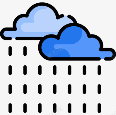 雨195天气线性颜色图标图标