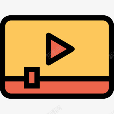 视频播放器广告17线性橙色图标图标