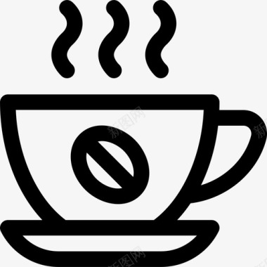 咖啡床和早餐10直系图标图标