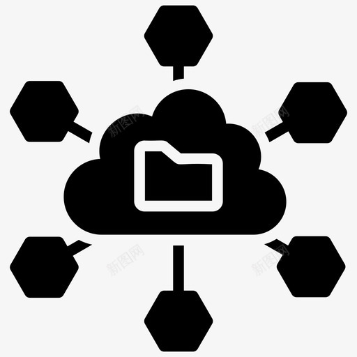 云托管云计算云数据图标svg_新图网 https://ixintu.com 云网 云计算 图标 托管 技术 数据 网络