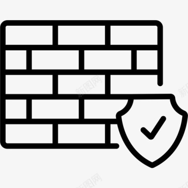 防火墙防护安全5线性图标图标