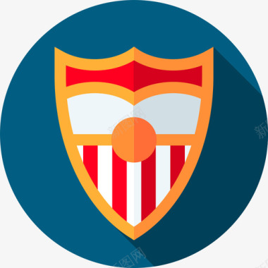 塞维利亚足球盾牌4号扁平图标图标