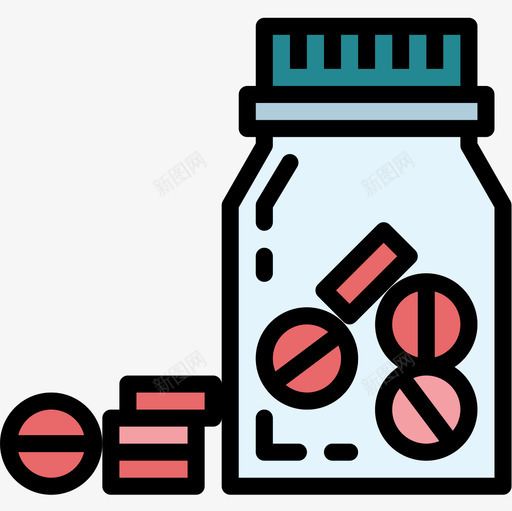药片医院50号线性颜色图标svg_新图网 https://ixintu.com 医院50号 线性颜色 药片