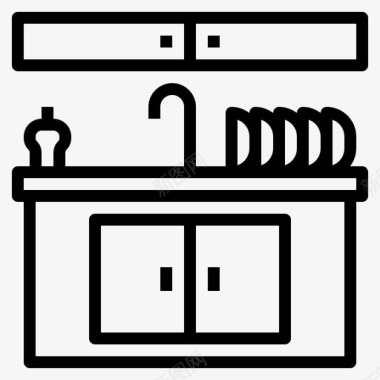 水槽清洁厨房图标图标