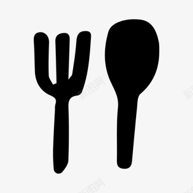叉子和勺子餐具涂鸦图标图标