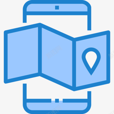 地图智能手机功能6蓝色图标图标