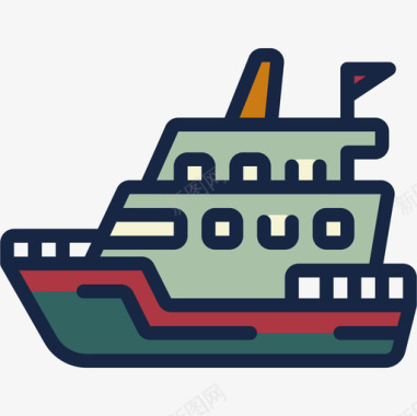 渡船运输120线性颜色图标图标