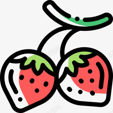 草莓水果和蔬菜12种颜色省略图标图标
