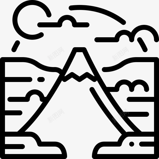 富士山日本地标图标svg_新图网 https://ixintu.com 传统 地标 富士山 日本
