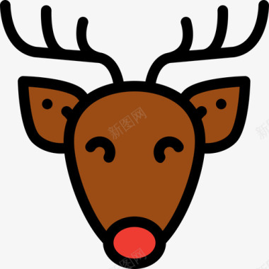 鹿圣诞141线性颜色图标图标