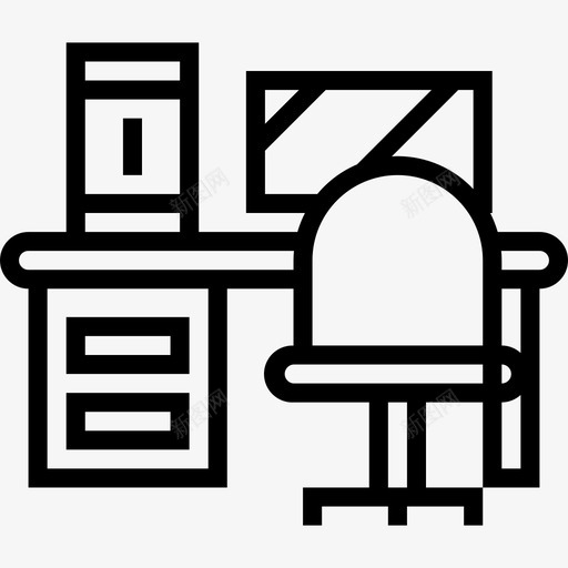 办公桌家具100直线型图标svg_新图网 https://ixintu.com 办公桌 家具 直线 线型