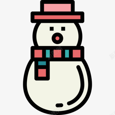雪人圣诞139线性颜色图标图标