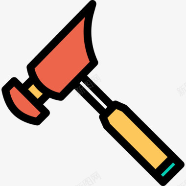 锤子施工和工具6线颜色橙色图标图标