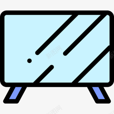 监视器电视11线性彩色图标图标