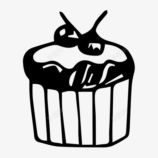 纸杯蛋糕面包店食物图标svg_新图网 https://ixintu.com 素描 纸杯 蛋糕 面包店 食物