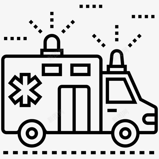 救护车急救车医院运输工具图标svg_新图网 https://ixintu.com 医院运输工具 急救车 救护车 救援应急线路图标包