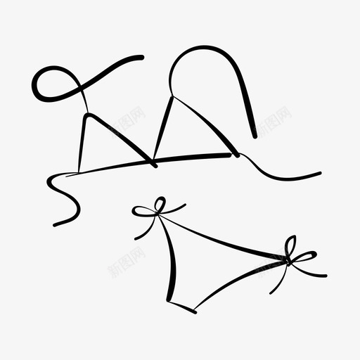 比基尼手绘夏季图标svg_新图网 https://ixintu.com 夏季 手绘 比基尼 泳装 海滩 游泳 运动员