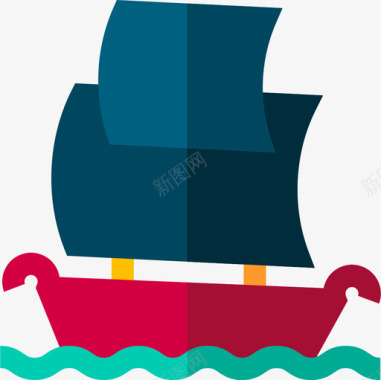 船希腊神话扁平图标图标