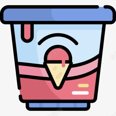 冰淇淋冰淇淋15线性颜色图标图标