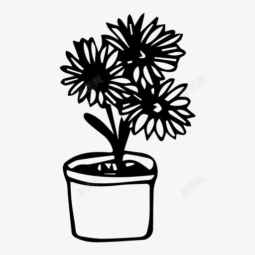 花卉室内植物植物图标svg_新图网 https://ixintu.com 室内 植物 盆栽 素描 花卉