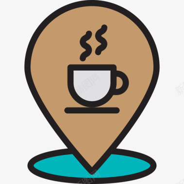 咖啡咖啡店77线性颜色图标图标