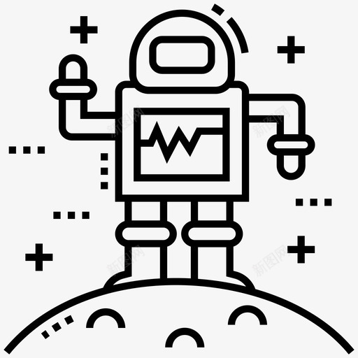 机器人安卓人工智能图标svg_新图网 https://ixintu.com 人工智能 人形 仿生人 太空和星系线图标包 安卓 月球 机器人