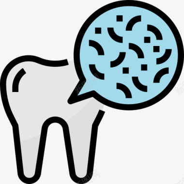 细菌牙齿9线状颜色图标图标
