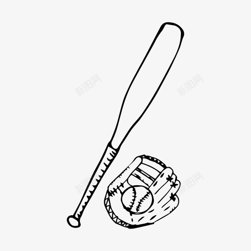 棒球棒球棒棒球手套图标svg_新图网 https://ixintu.com 棒球 棒球手套 棒球棒 运动
