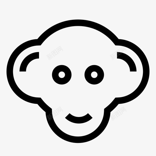 猴子可爱脸图标svg_新图网 https://ixintu.com 化身生物 可爱 快乐 果冻 猴子 脸