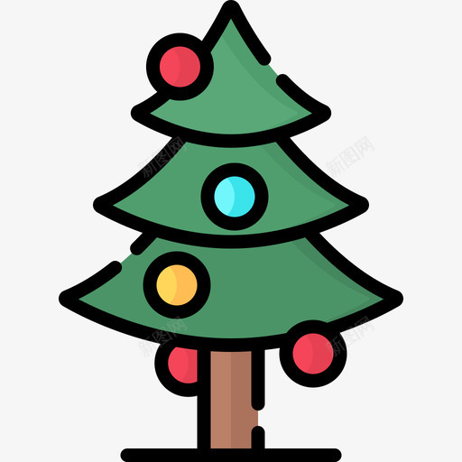 圣诞树圣诞玩具10线性颜色图标svg_新图网 https://ixintu.com 圣诞树 圣诞玩具10 线性颜色