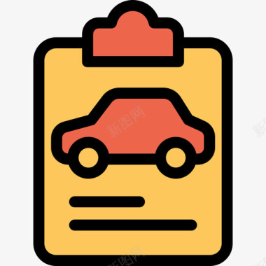 保险汽车6线性颜色橙色图标图标